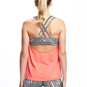 Old Navy | Woman’s Sz L | Coral and Black Strappy Sports Bra With Attached Tank